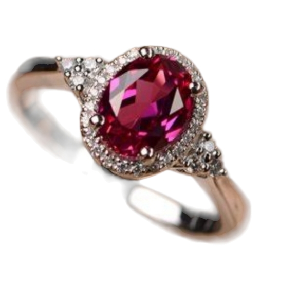 Silver Plated 925 Pink Ruby Simulated Glass Ring Size 8 - Picture 2 of 4